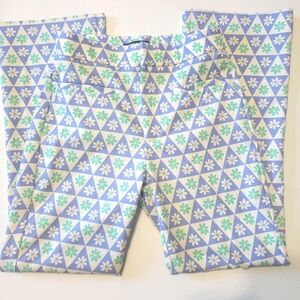 Zara Flower Power Print Flare Pants XS Retro Mod Hippie Flower Child Festival